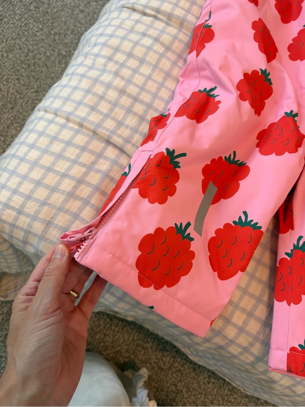 Kids Pink Raspberry-Print Snow Overalls - Picture 2 of 4